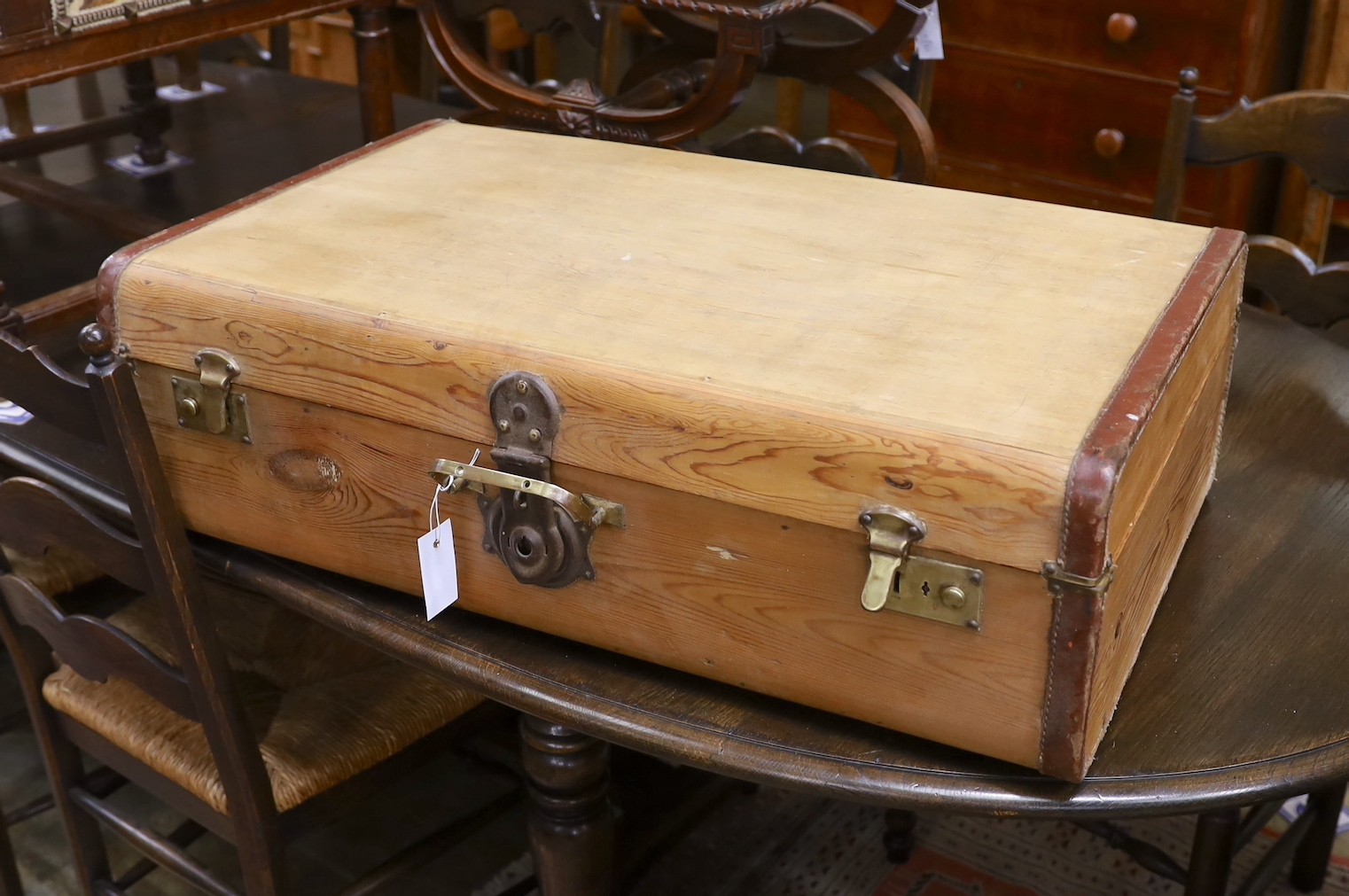 A steamed pine and plywood suitcase